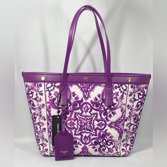 Dolce&Gabbana Majolica-Print Canvas Shopping Tote Bag - Picture 6 of 16